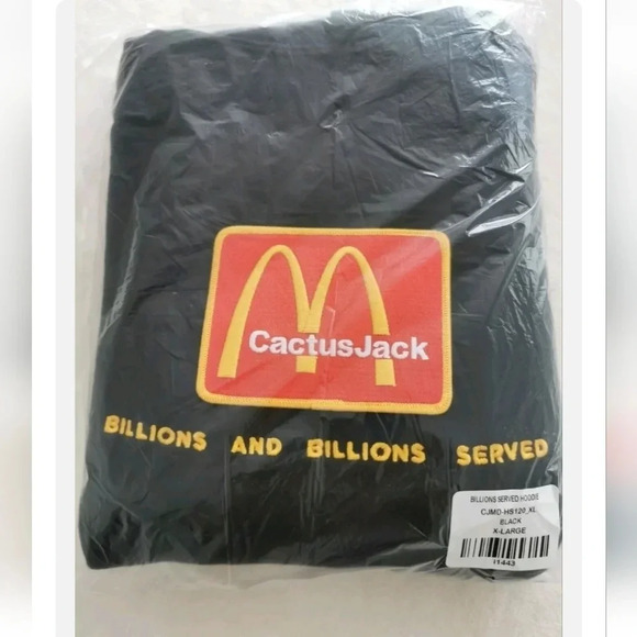 Travis Scott x McDonald's Cactus Jack Billions  Served Hoodie Black Size XL - Picture 1 of 6